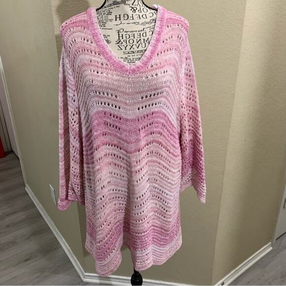 Lane Bryant pink white sweater plus size 18 20 - Picture 1 of 7